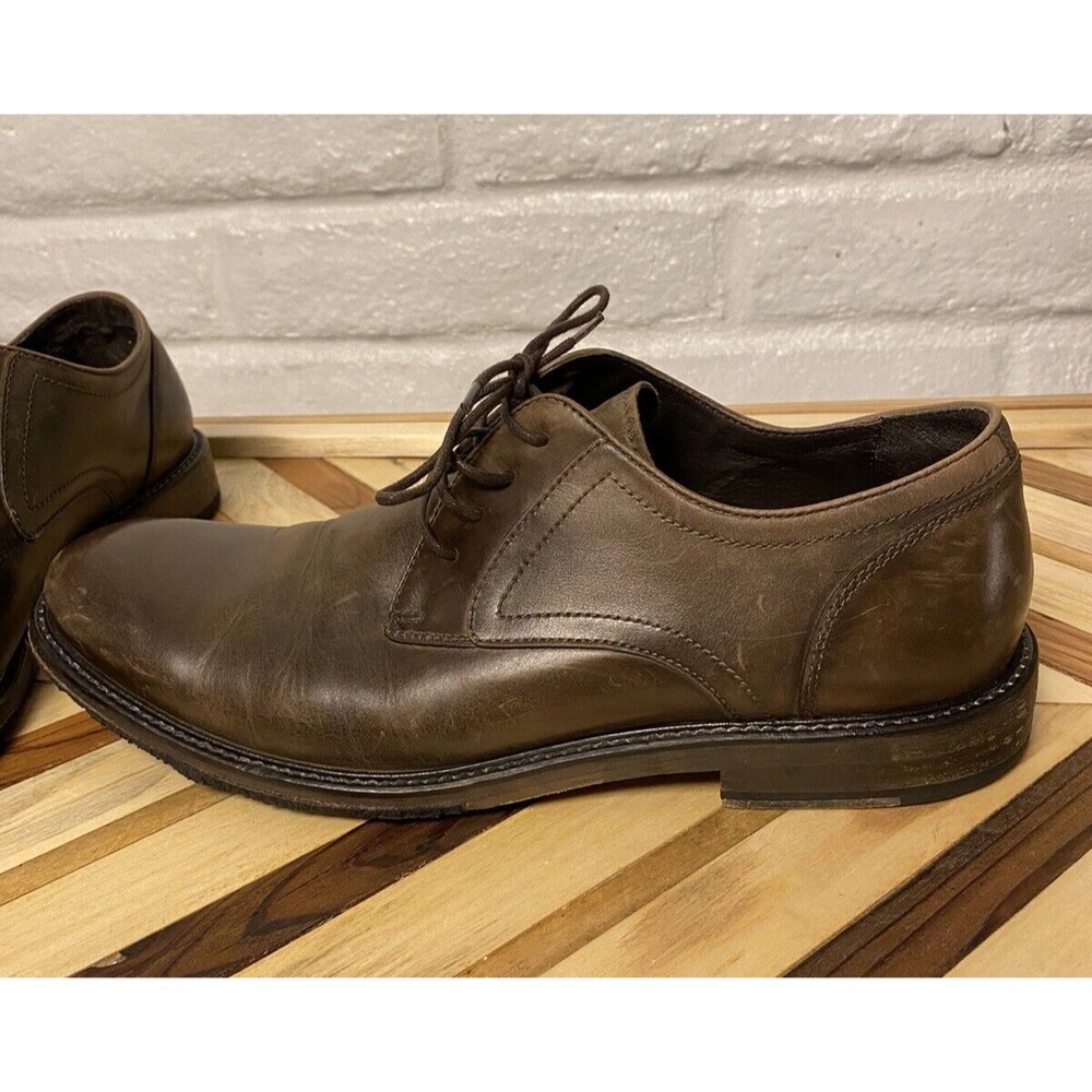 John Varvatos Brown Leather Dress Oxford Derby Shoe US 10.5 Lace-Up F2881
